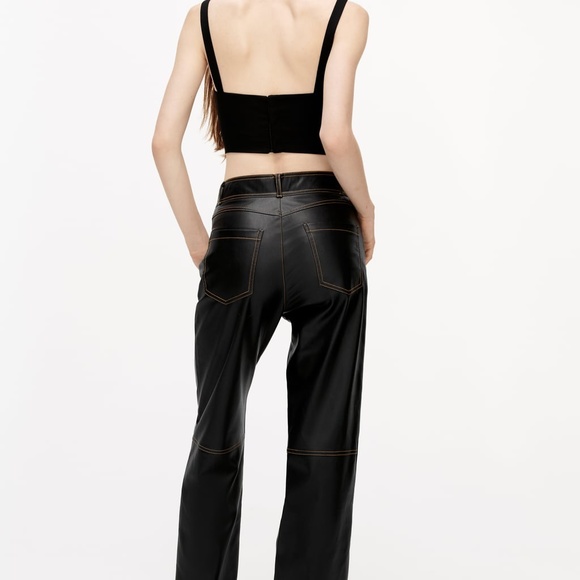 FAUX LEATHER STRAIGHT LEG PANTS - Picture 5 of 9